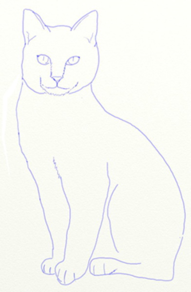 Katzenzeichnung für Kinder mit Bleistift