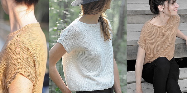 Mit Stricknadeln aus Baumwolle gestrickte Sommerblusen mit Beschreibung