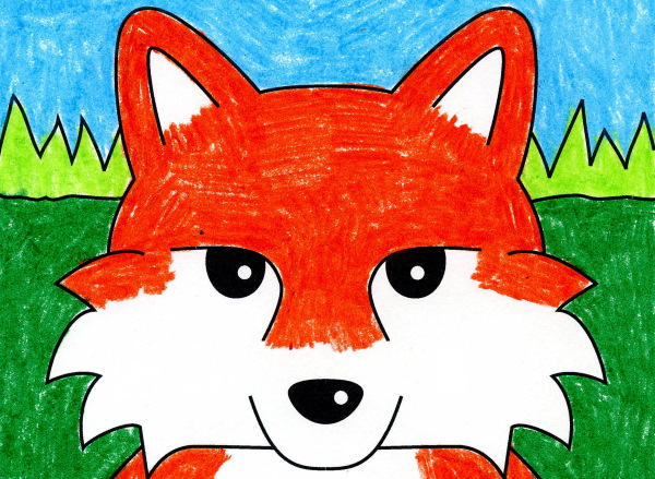 Fuchsgesicht zeichnen für Kinder mit Bleistift Schritt für Schritt