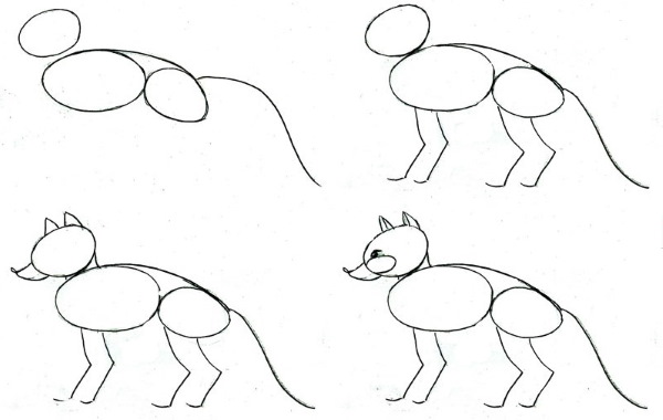 Fuchsgesicht zeichnen für Kinder mit Bleistift Schritt für Schritt