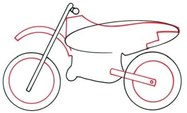 Motorrad zeichnen für Kinder mit Bleistift Schritt für Schritt