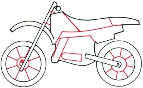 Motorrad zeichnen für Kinder mit Bleistift Schritt für Schritt