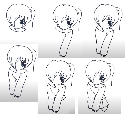 Zeichentrickfiguren zum Skizzieren mit Bleistift in einem Skizzenbuch, im Stil von Mirbie, Anime