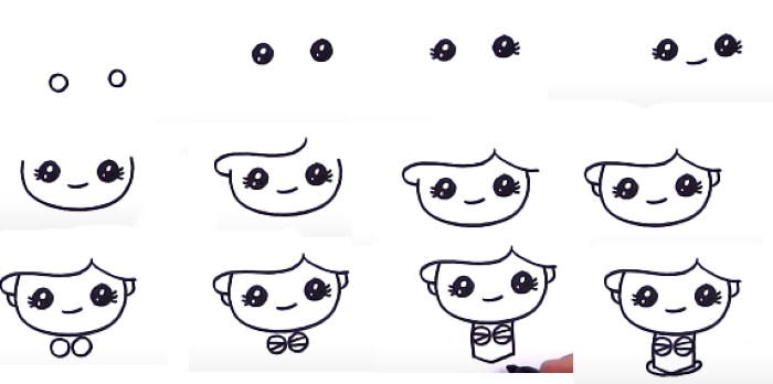 Zeichentrickfiguren zum Skizzieren mit Bleistift in einem Skizzenbuch, im Stil von Mirbie, Anime