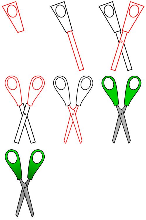 Forbici - disegno passo dopo passo per bambini con matita