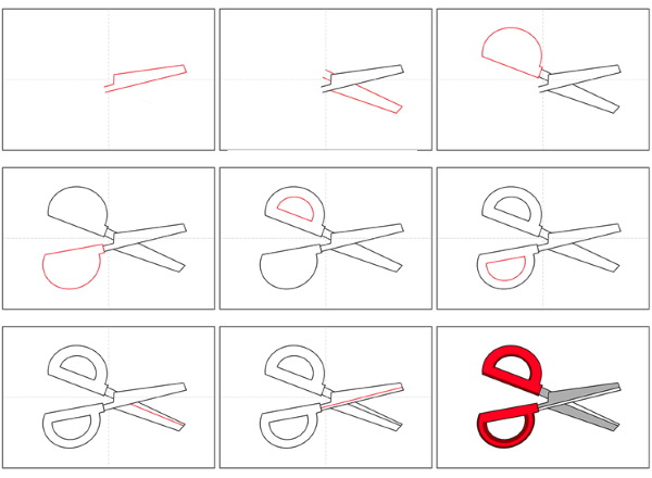 Forbici - disegno passo dopo passo per bambini con matita