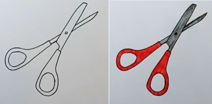 Forbici - disegno passo dopo passo per bambini con matita