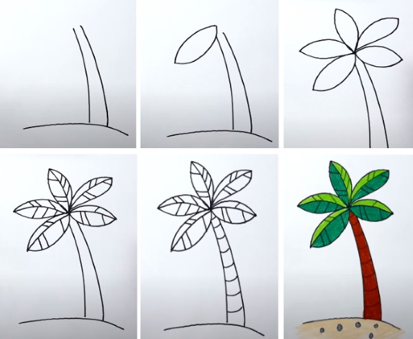 Palma - disegno passo dopo passo per bambini con matita