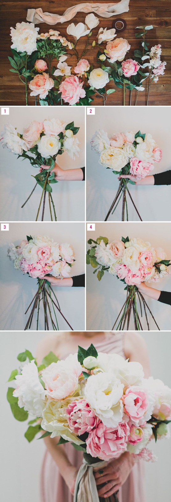 Basteln Sie selbst aus künstlichen Blumen. Foto