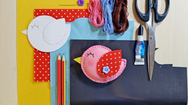 DIY-Filzvogel. Muster Schritt für Schritt, Vorlagen