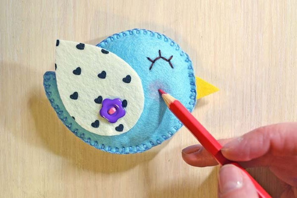 DIY-Filzvogel. Muster Schritt für Schritt, Vorlagen