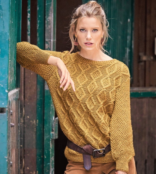 Mit Nadeln gestrickter Damenpullover. Schemata und Beschreibung, Modelle, Meisterklasse