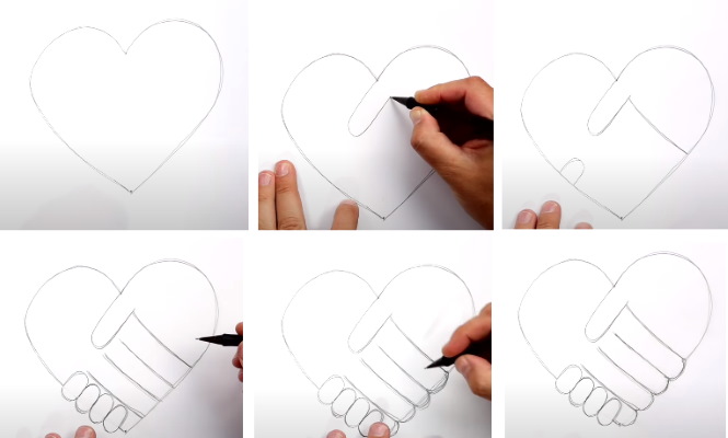 Zeichnung zum Thema Tue Gutes 1-2-3-4-5 Klasse mit Bleistift
