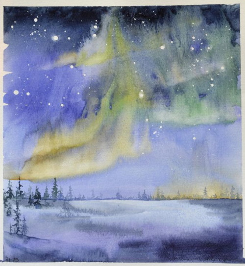 Nordlichter - Zeichnen für Kinder mit Farben, Bleistift