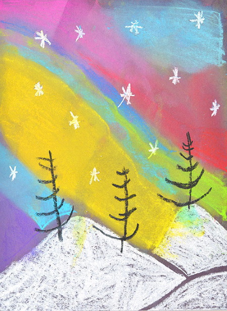Nordlichter - Zeichnen für Kinder mit Farben, Bleistift