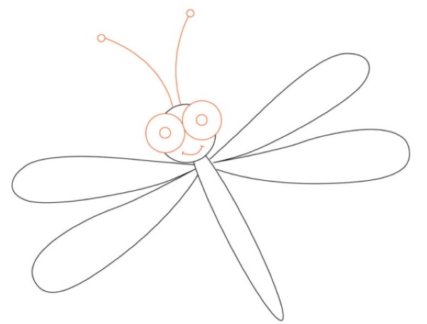 Libelle zeichnen für Kinder mit Bleistift Schritt für Schritt