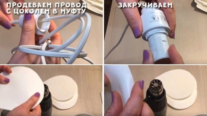 DIY Tischlampe aus Isolon auf einem Lampenschirm