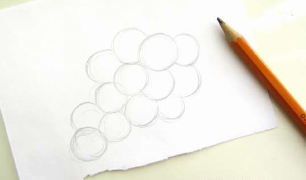 Trauben zeichnen für Kinder mit Bleistift Schritt für Schritt