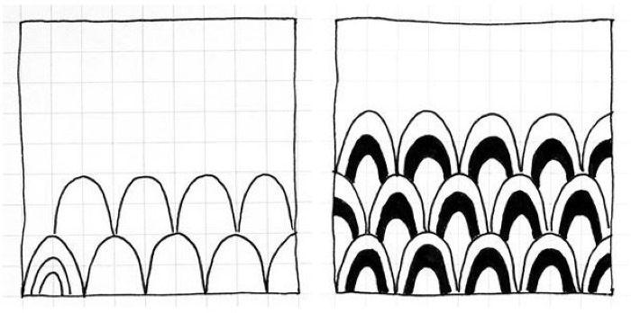 Zentangle-Muster für Anfänger Schritt für Schritt, Diagramme