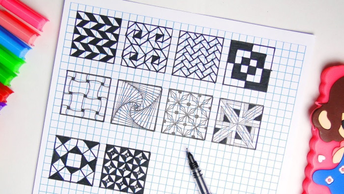 Zentangle-Muster für Anfänger Schritt für Schritt, Diagramme
