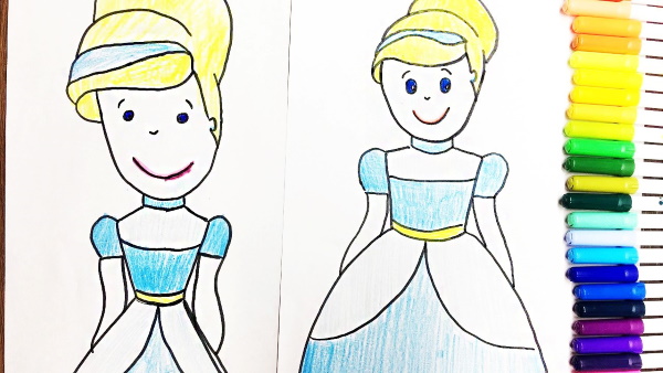 Aschenputtel zeichnen für Kinder mit Bleistift Schritt für Schritt