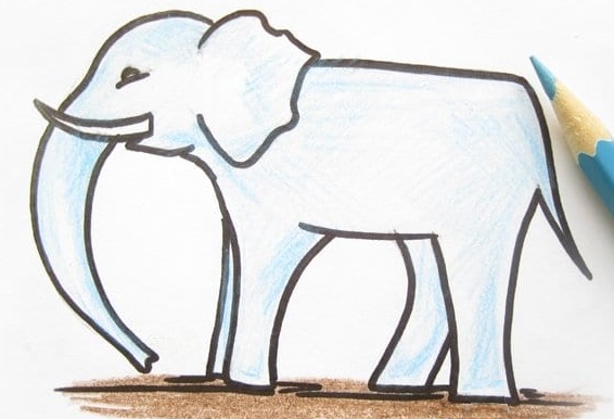 Elefantenzeichnung für Kinder mit Bleistift, auf transparentem Hintergrund, Färbung