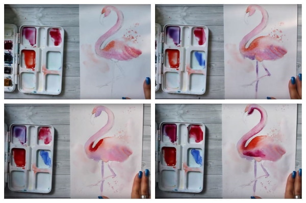 Flamingo zeichnen für Kinder mit Bleistift Schritt für Schritt