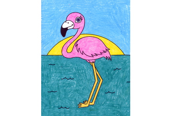 Flamingo zeichnen für Kinder mit Bleistift Schritt für Schritt