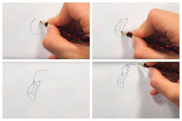 Flamingo zeichnen für Kinder mit Bleistift Schritt für Schritt