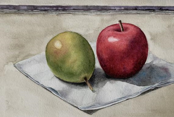 Dekorative Stillleben in verschiedenen Stilen, ungewöhnliche Gouache, Grafiken, schwarz und weiß
