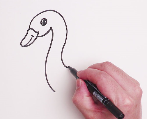 Gans zeichnen für Kinder mit Bleistift Schritt für Schritt