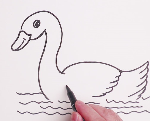 Gans zeichnen für Kinder mit Bleistift Schritt für Schritt
