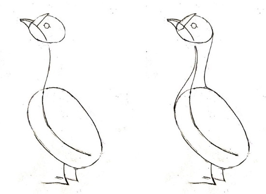 Gans zeichnen für Kinder mit Bleistift Schritt für Schritt