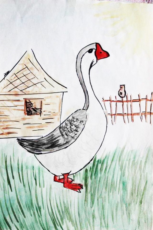 Gans zeichnen für Kinder mit Bleistift Schritt für Schritt