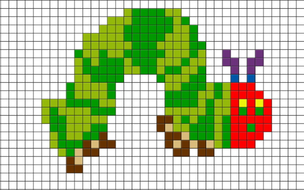 Raupenzeichnung für Kinder mit Bleistift, Farben