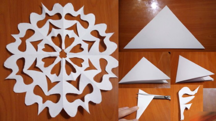 So falten Sie Papier für eine Schneeflocke. Schritt-für-Schritt-Anleitung