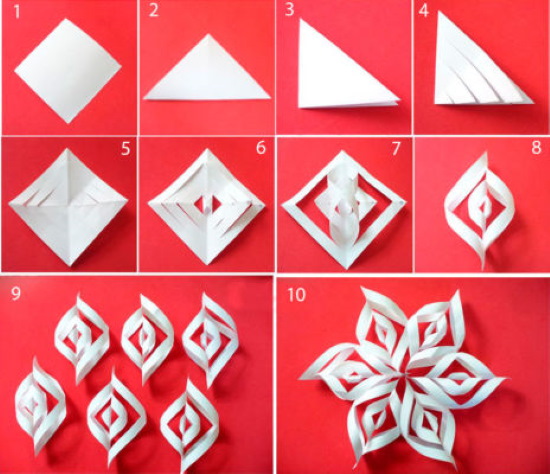 So falten Sie Papier für eine Schneeflocke. Schritt-für-Schritt-Anleitung