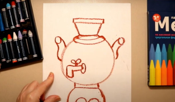 Samowar zeichnen für Kinder mit Bleistift Schritt für Schritt