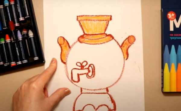 Samowar zeichnen für Kinder mit Bleistift Schritt für Schritt