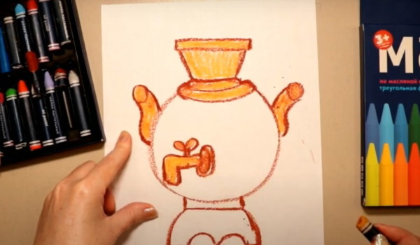 Samowar zeichnen für Kinder mit Bleistift Schritt für Schritt