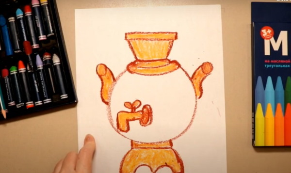 Samowar zeichnen für Kinder mit Bleistift Schritt für Schritt