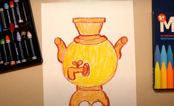 Samowar zeichnen für Kinder mit Bleistift Schritt für Schritt
