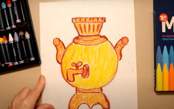 Samowar zeichnen für Kinder mit Bleistift Schritt für Schritt