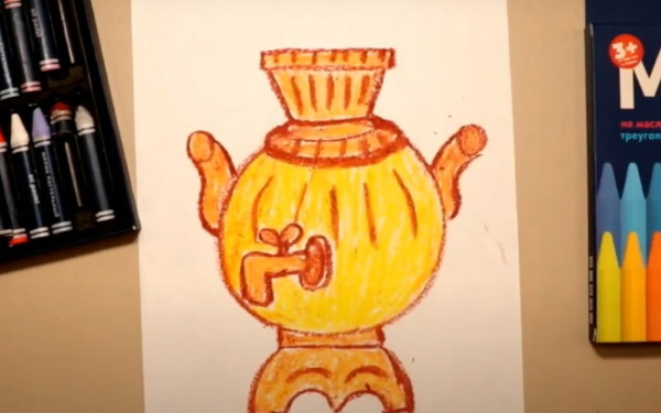 Samowar zeichnen für Kinder mit Bleistift Schritt für Schritt