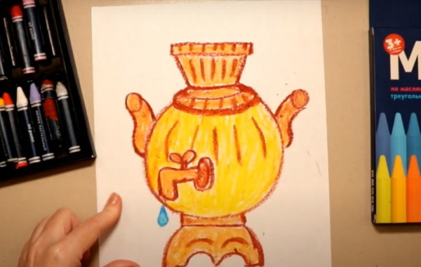 Samowar zeichnen für Kinder mit Bleistift Schritt für Schritt