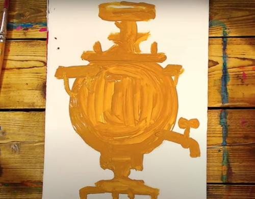 Samowar zeichnen für Kinder mit Bleistift Schritt für Schritt