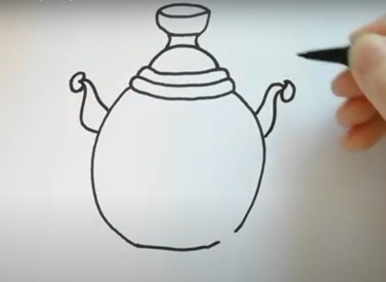 Samowar zeichnen für Kinder mit Bleistift Schritt für Schritt