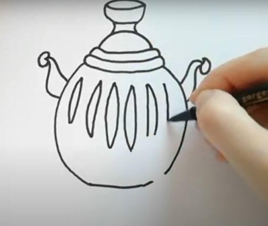 Samowar zeichnen für Kinder mit Bleistift Schritt für Schritt