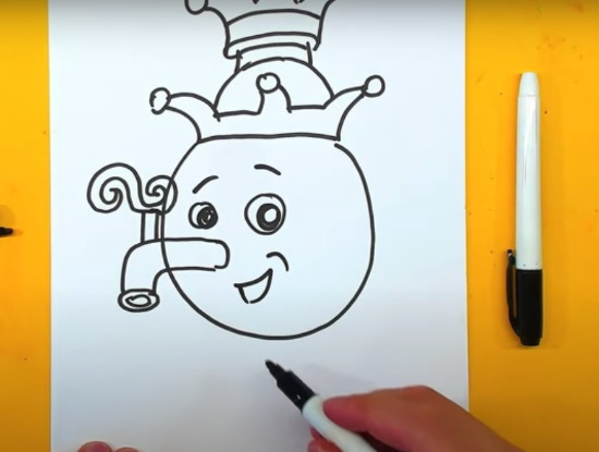 Samowar zeichnen für Kinder mit Bleistift Schritt für Schritt