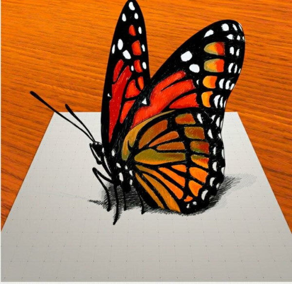 3D-Zeichnungen von Zellen in einem Notizbuch mit Bleistift, Kugelschreiber Schritt für Schritt